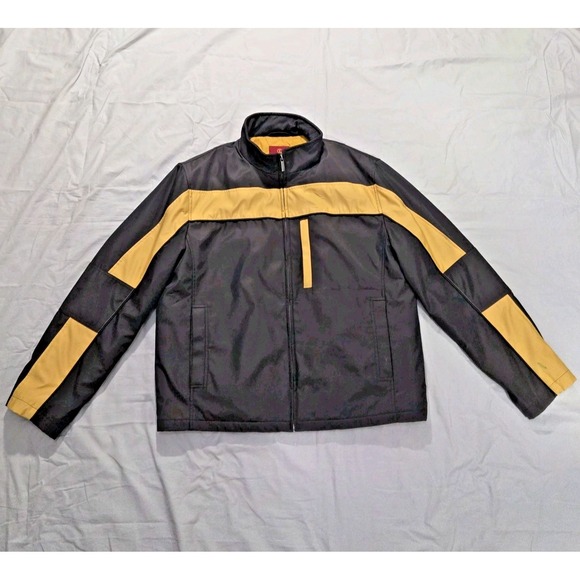 Cole Haan Other - Cole Haan Quilt Lined Men's Winter Coat Jacket Size Large Black Yellow Stripe